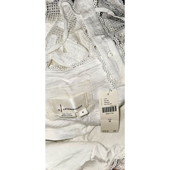 NWT By Anthropologie Sleeveless V-Neck Lace Swing Mini Dress $288 MEDIUM White - Picture 6 of 6